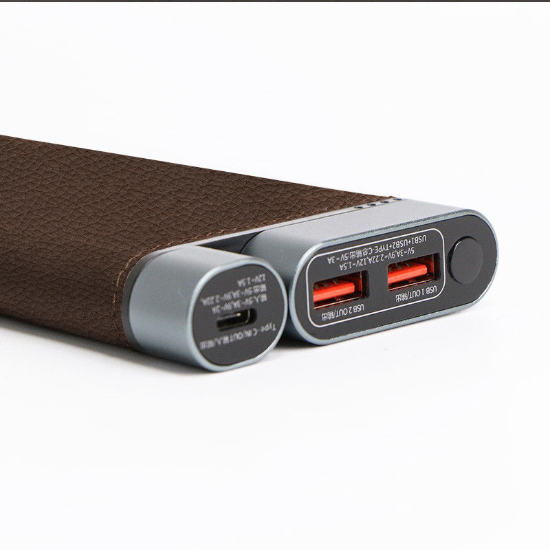 10K MAh PD Power Bank χειροποίητο δερμάτινο κέλυφος μεταλλικές θύρες 3 φόρτιση συσκευής